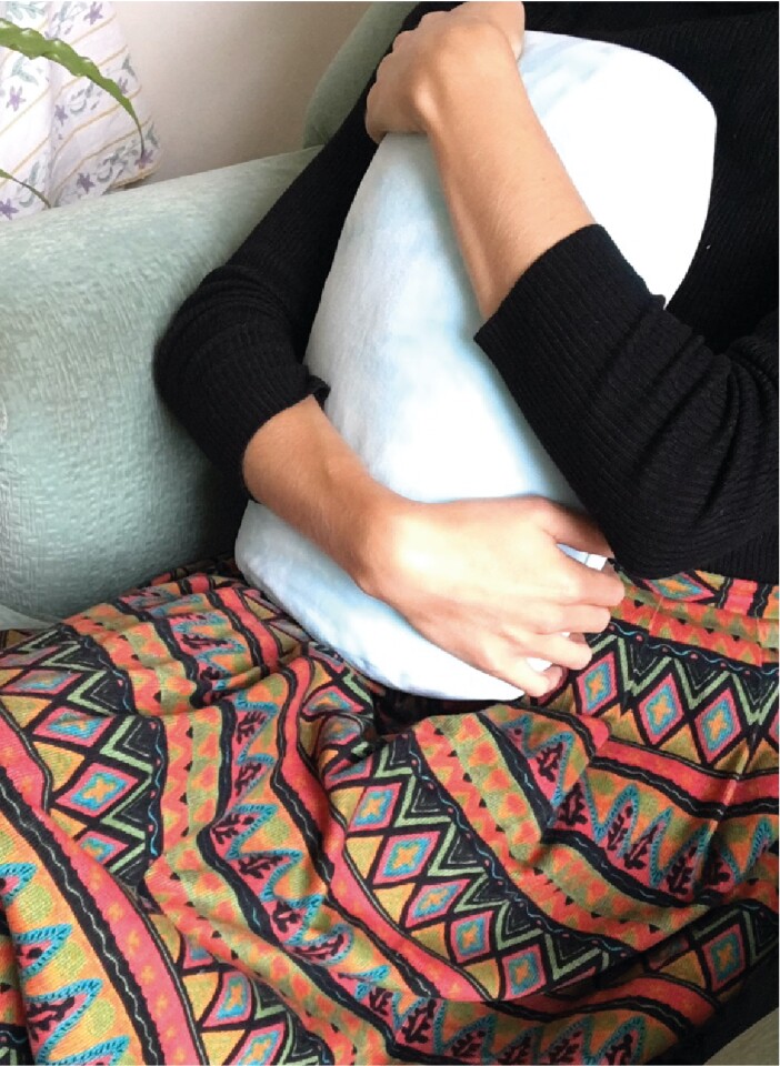 The cushion's light blue and white color scheme was based on previous research, which suggested that those colors are particularly calming