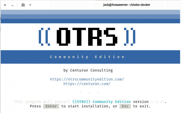 The OTRS installer tool is an ncurses-based terminal application.