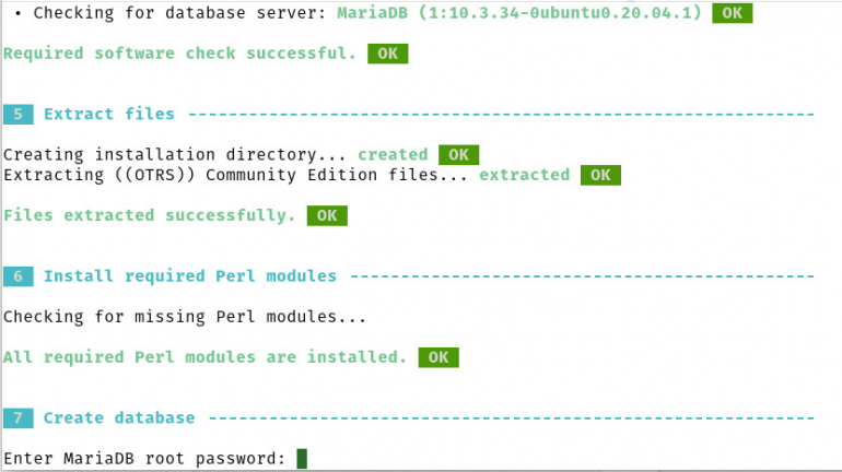 Installing OTRS with the installation script is much more reliable than other methods.