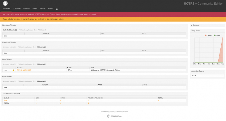 The OTRS main page.