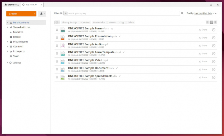 We've successfully connected to an account on the ONLYOFFICE server.