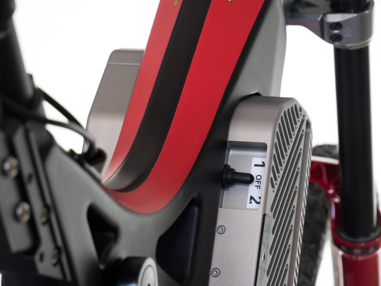 The battery switch lets riders run the battery as a single pack or run each individual battery separately to guarantee enough power to make it back to the starting point