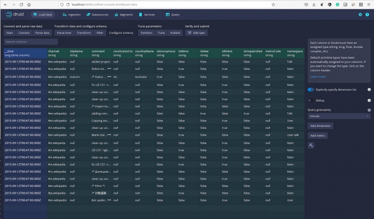 Image: Jack Wallen/TechRepublic. Configuring the schema for the imported data.