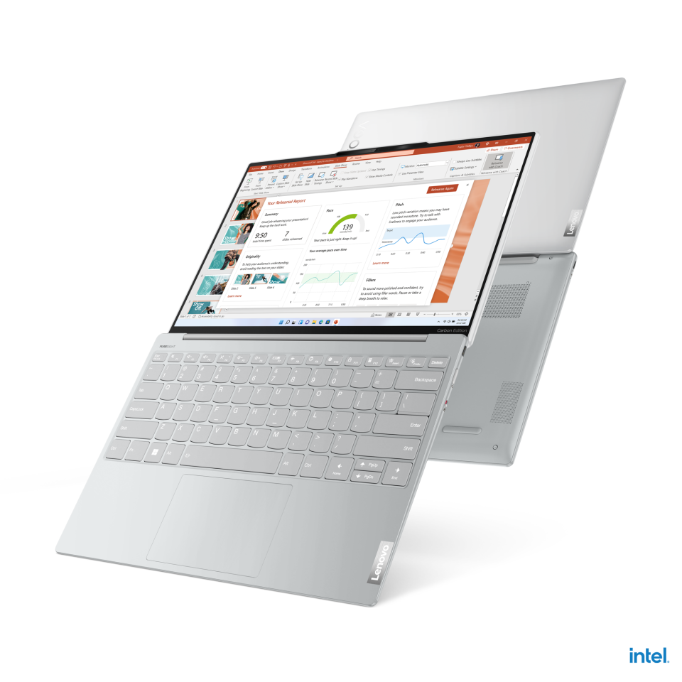 The Yoga Slim 7i Carbon features a 178-degree hinge for display flexibility
