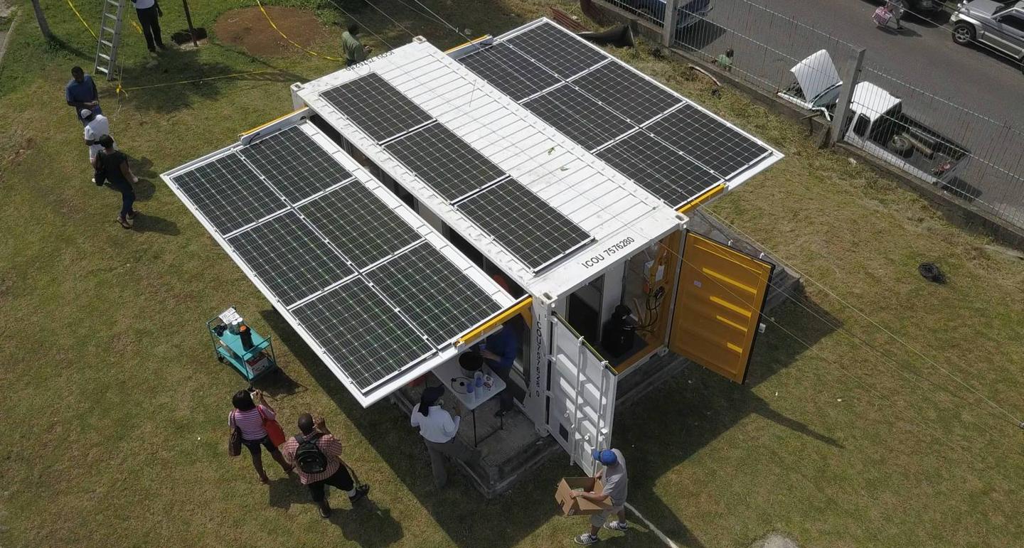 An overhead view of the shipping container version of the nanogrid