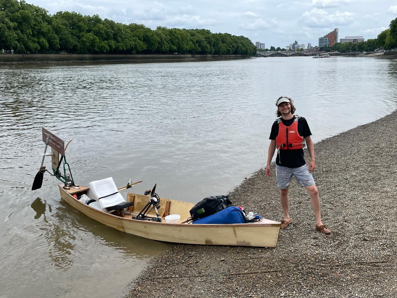 Ben has been going ashore and sleeping in a tent or even in the boat at night – the front pedal mechanism can be folded forward to get it out of the way