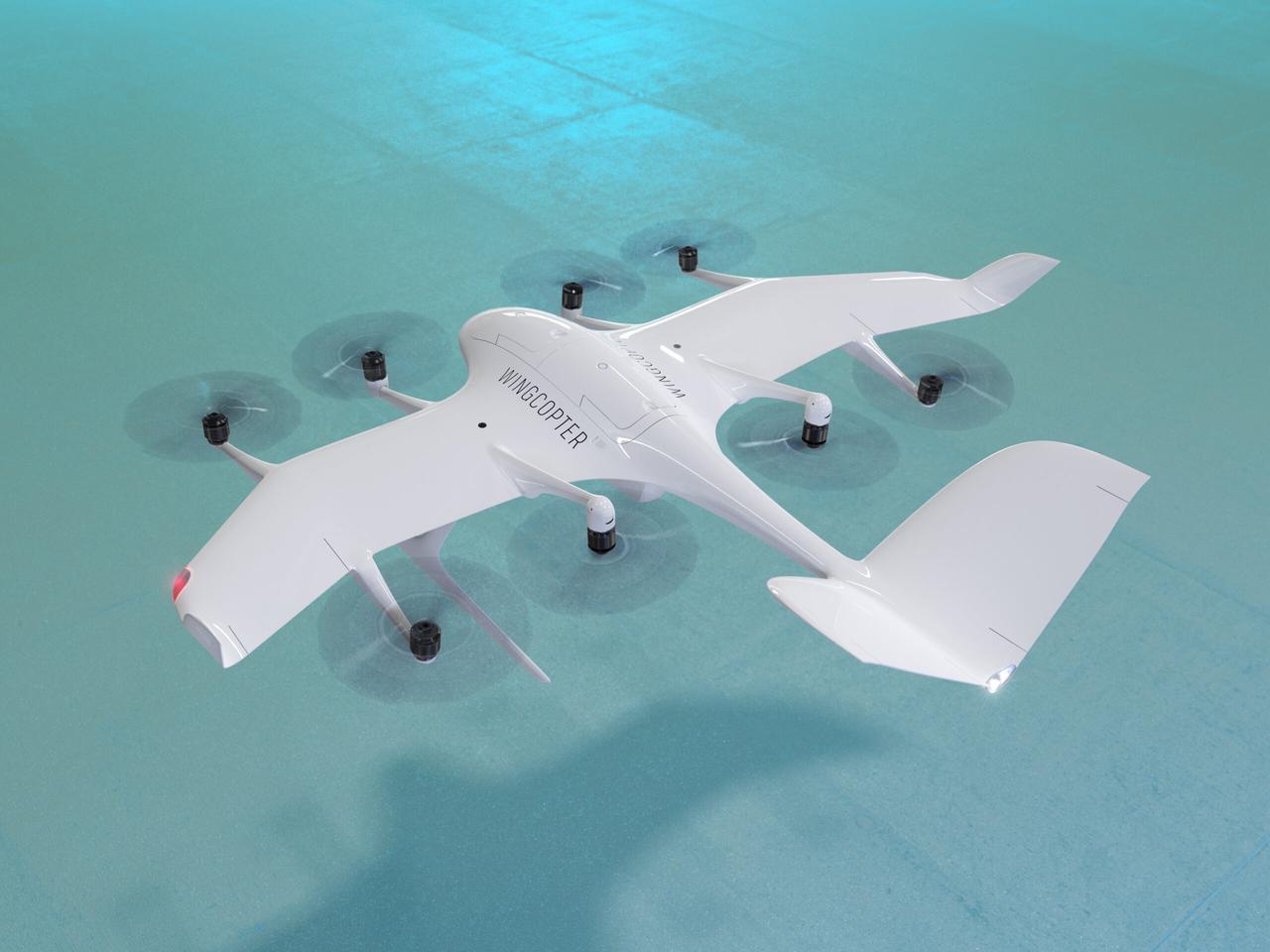 The Wingcopter 198 uses an 8-prop VTOL/fast cruise system with two pairs of innovative tilting props