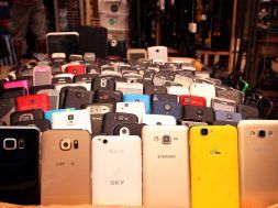 Different phone brands on display at Ikeja Computer Village in Lagos