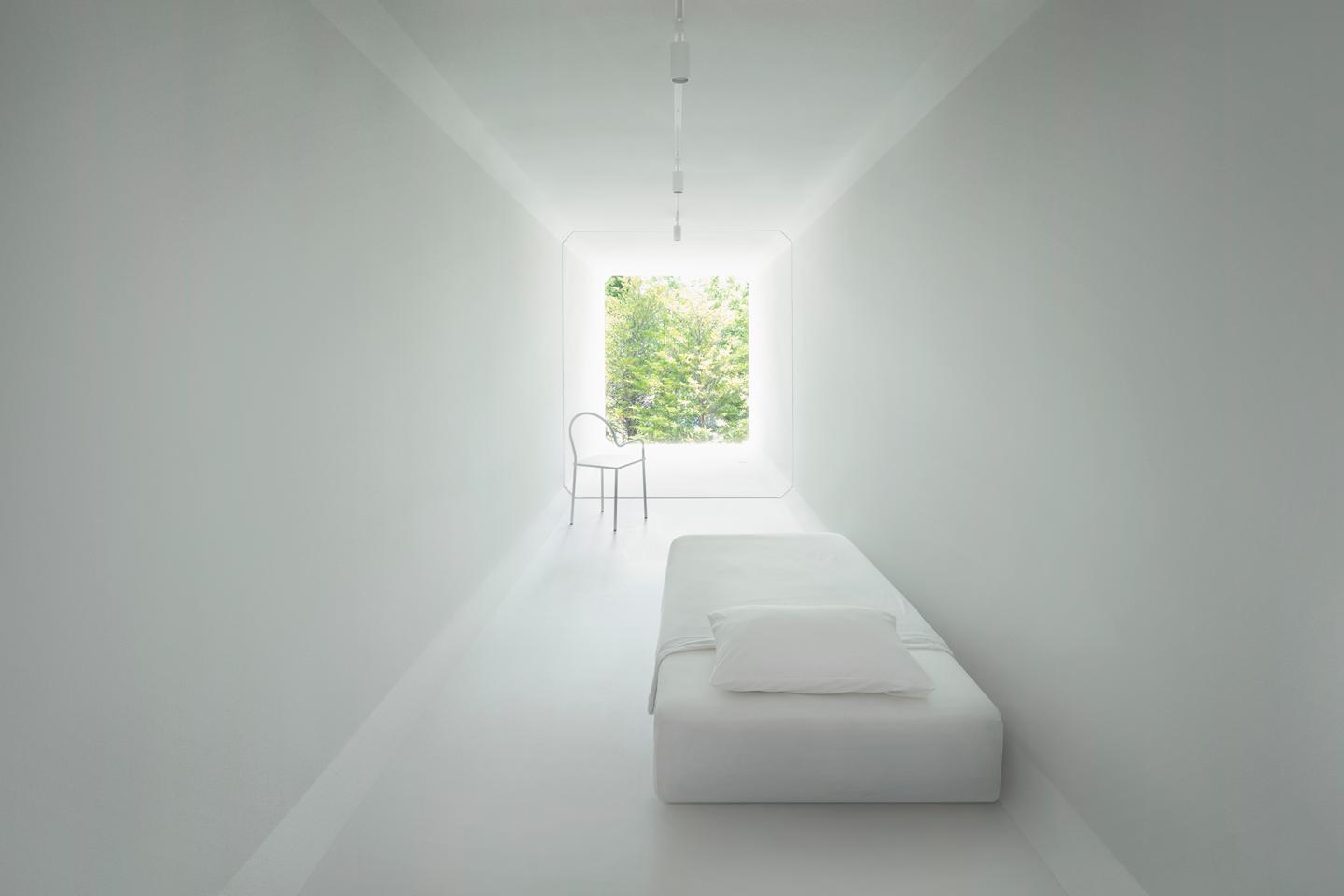 The Culvert Guesthouse includes a simple bedroom which has lots of natural light thanks to the generous glazing