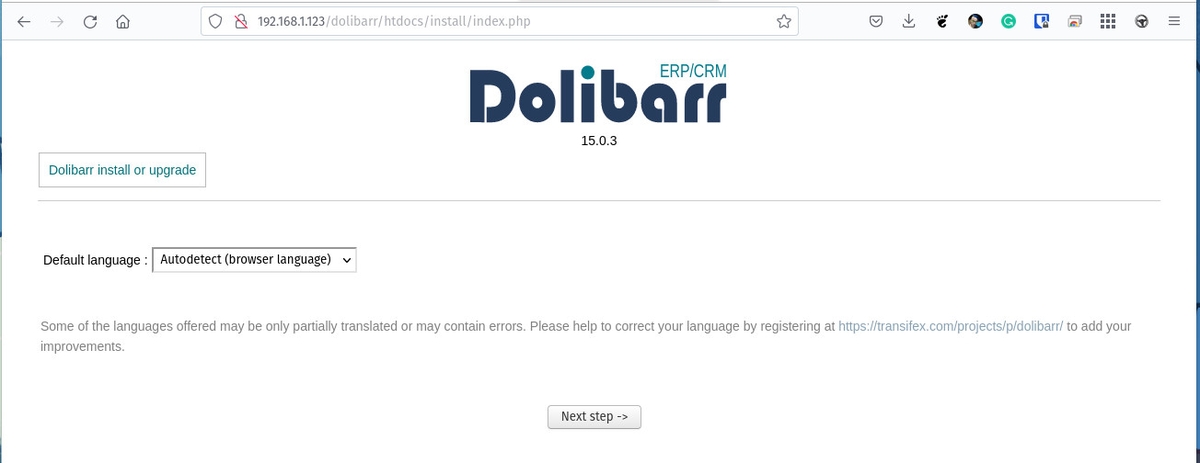 Dolibarr ERP/CRM web installer.