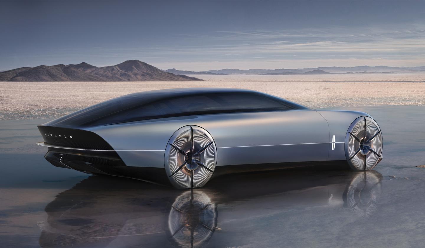 Lincoln gives the L100 a long, low design with oversized wheels cut high into the bodysides