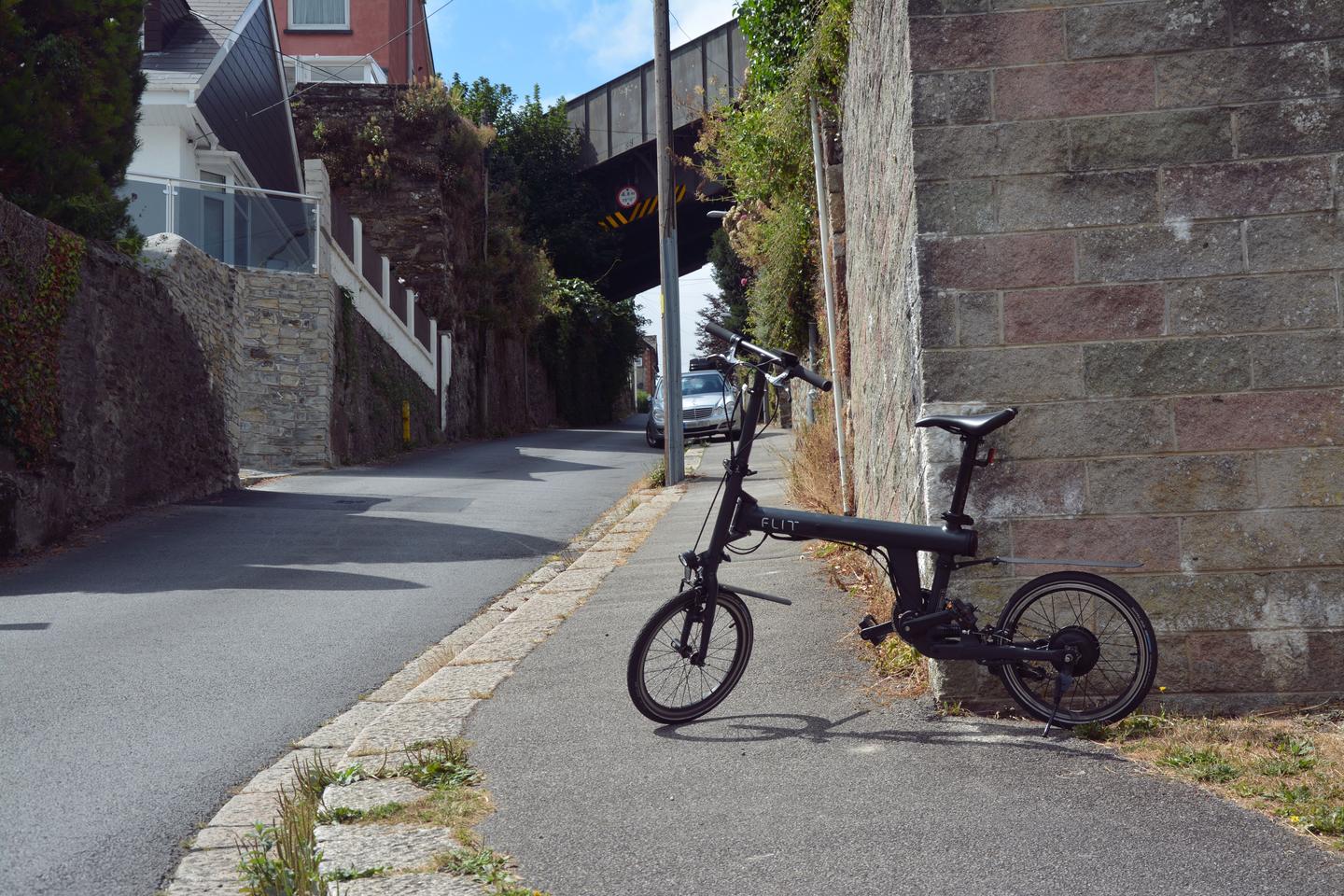 I did have to dismount and push the Flit-16 up some of the steeper hills between the railway station and home