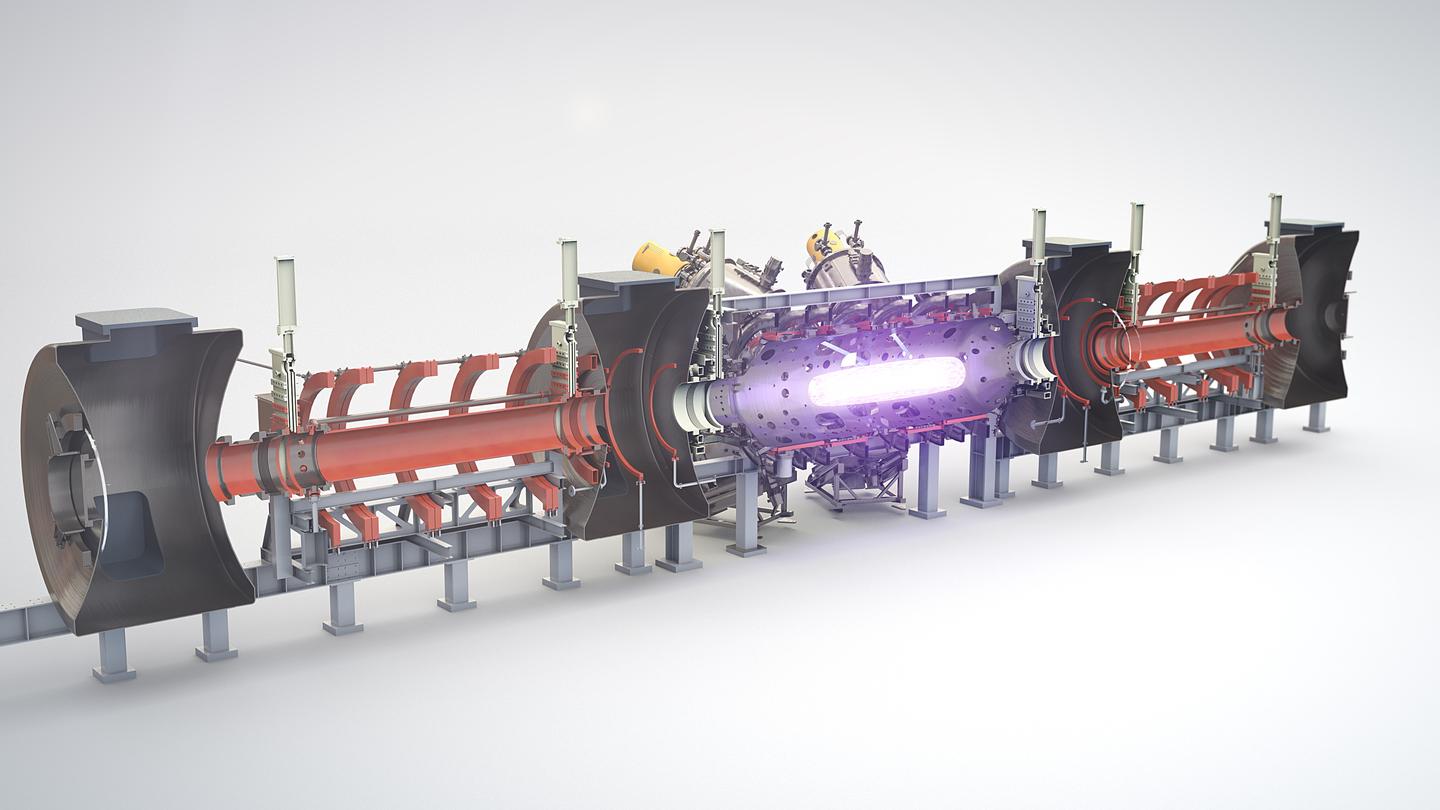 Cutaway rendering showing where the plasma is confined, spinning, in the middle of the reactor cylinder