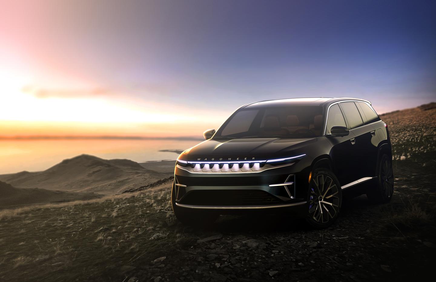 The all-electric Wagoneer has will wear a look of its own, complete with LED lighting signature