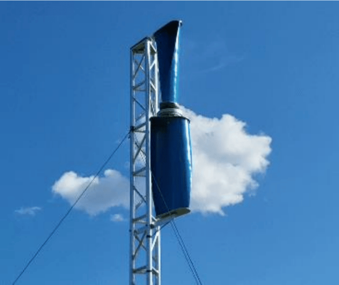 The first small, 400 W prototype uses a pair of counter-rotating Savonius turbines, and it's chiefly designed to test the double-speed generator concept