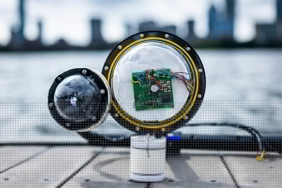 For testing purposes, the camera was powered by sound waves sent from an acoustic projector – such a setup could also be used in some real-world scenarios