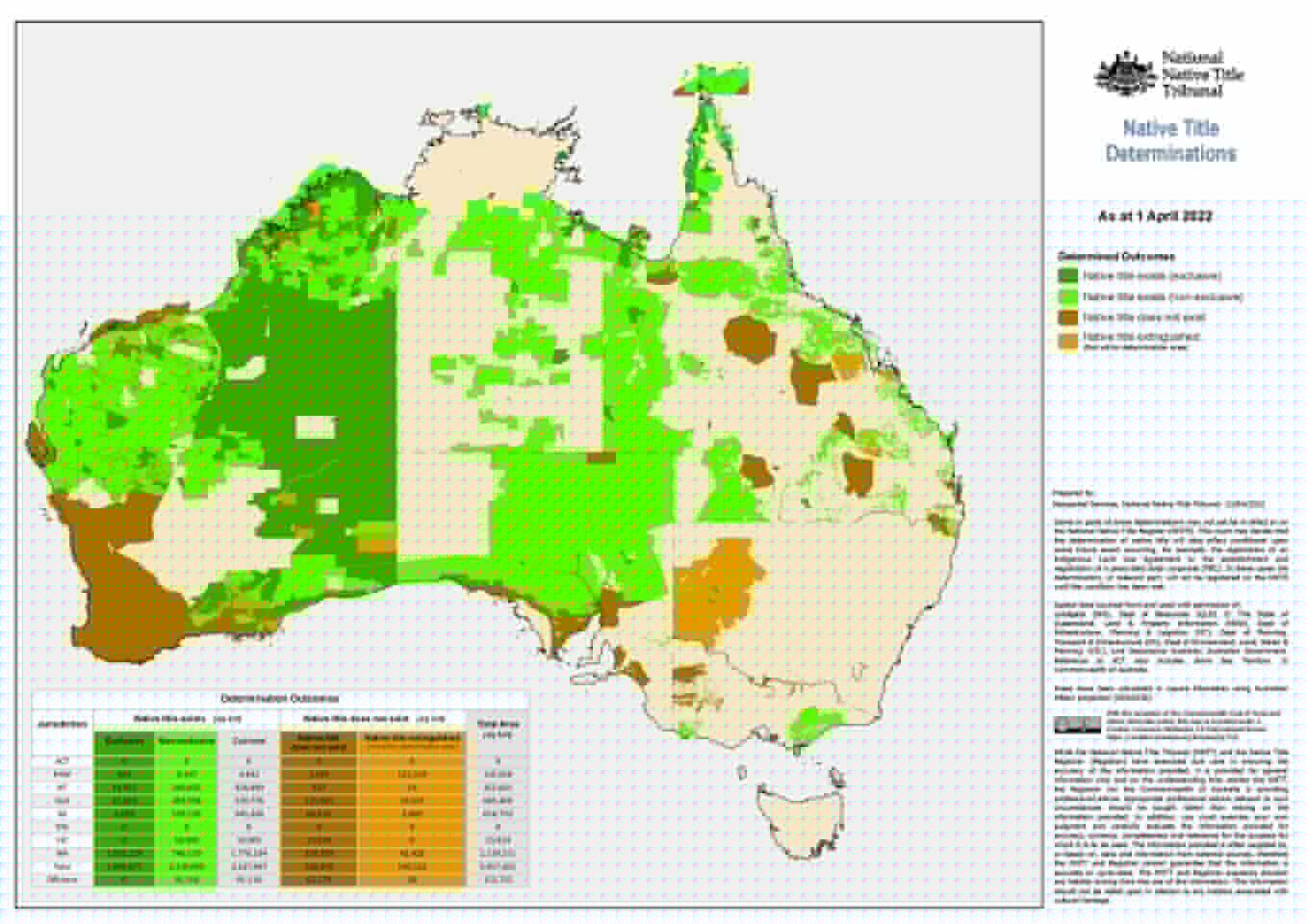 Australian Native Title determinations as at April 1, 2022