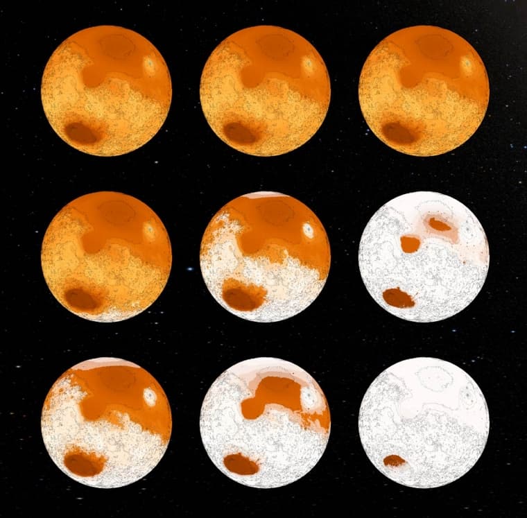 The team's models of Mars undergoing glaciation as a result of microbes altering the atmosphere