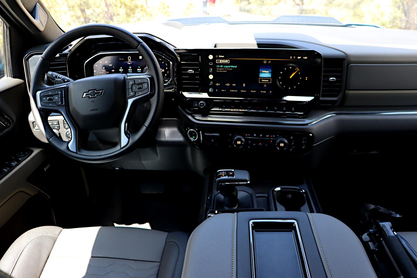 The interiors of the 2022 Chevrolet Silverado ZR2 and LT Trail Boss are very similar