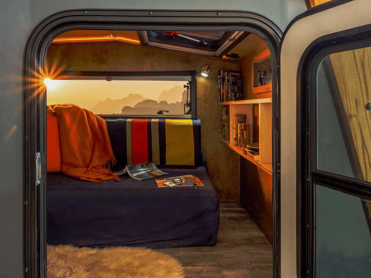 The Skyview has a roomy interior with floating 5-in-thick sofa/bed