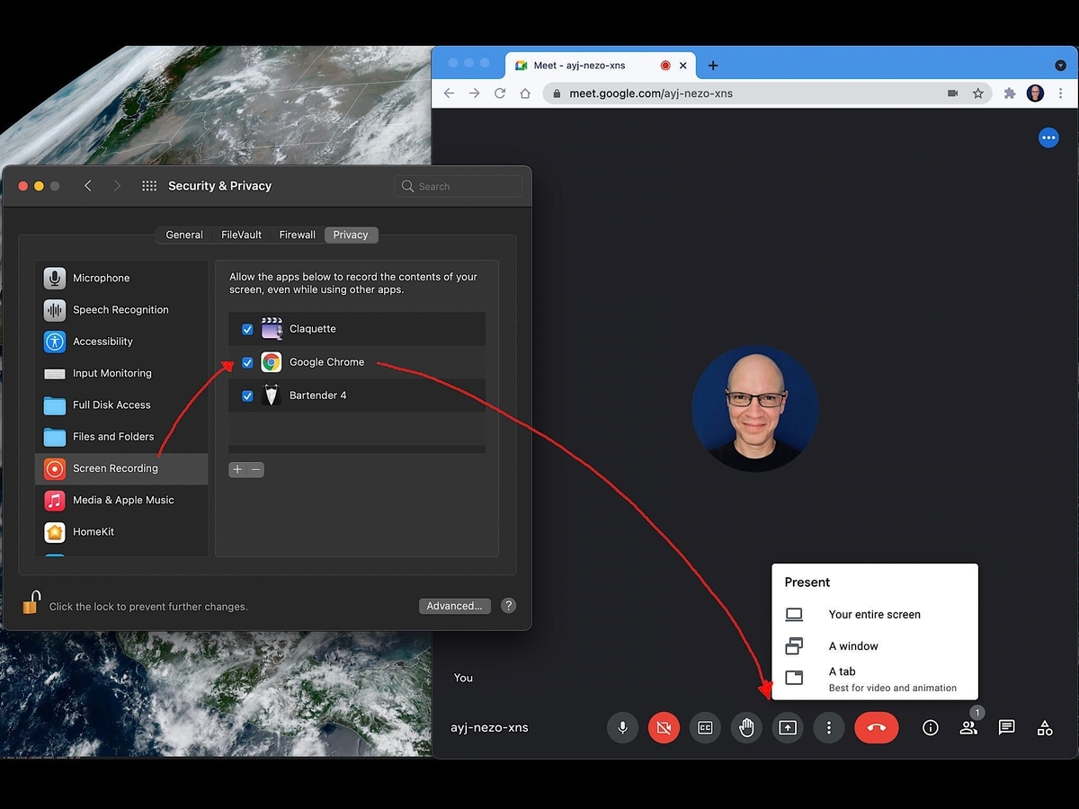 How to share your screen in Google Meet for macOS