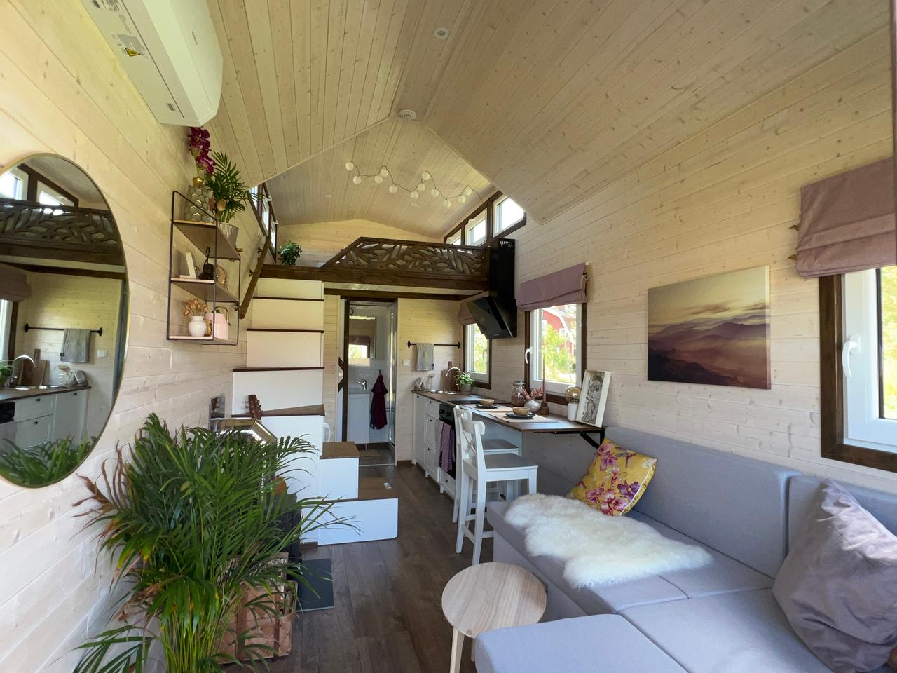 The Maya measures just 19 sq m (204 sq ft) and features a simple interior layout that flatters the limited space available