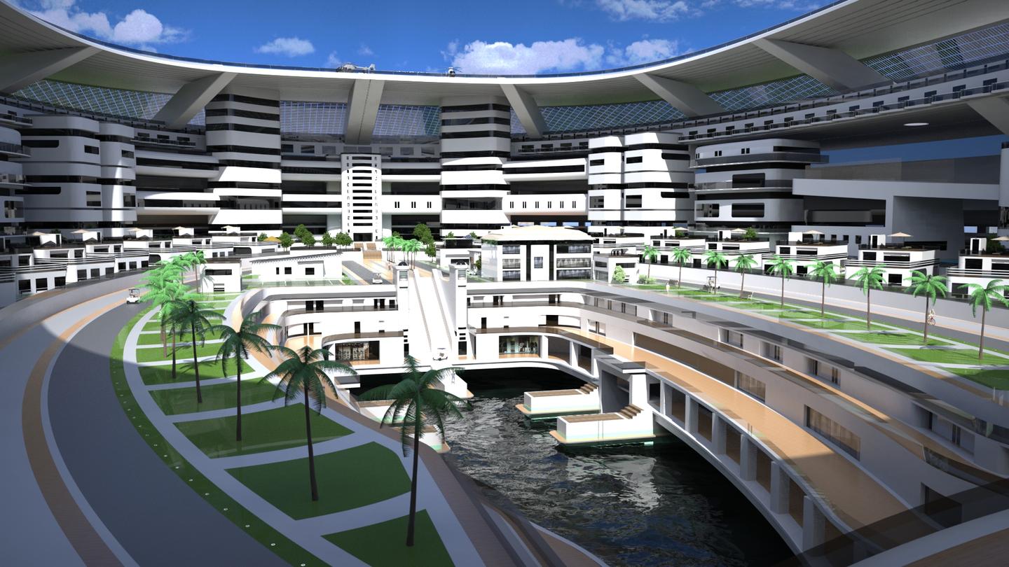 The Pangeos would have a capacity for up to 60,000 people and include dock areas for both aircraft and boats