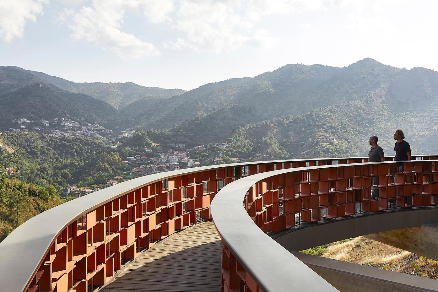 The observation walkway gives visitors the opportunity to enjoy the vast views of the surrounding mountainous landscape