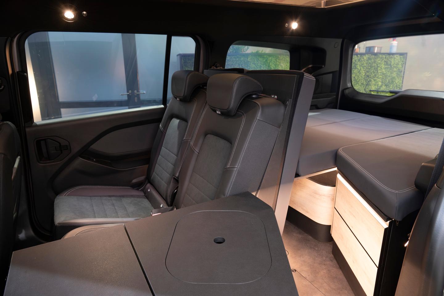 The Mercedes-Benz Concept EQT Marco Polo rear seats pop back up when it's time to leave camp