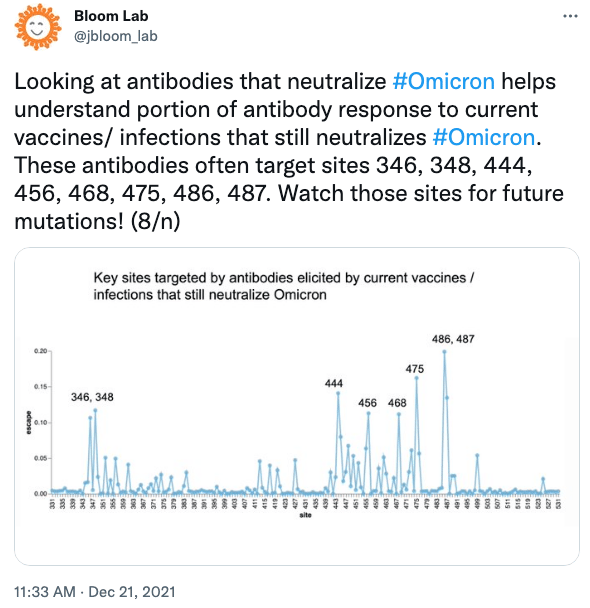 In late 2021 the Bloom Lab flagged 486 as a key site for Omicron neutralization suggesting mutations here could be particularly immune evasive