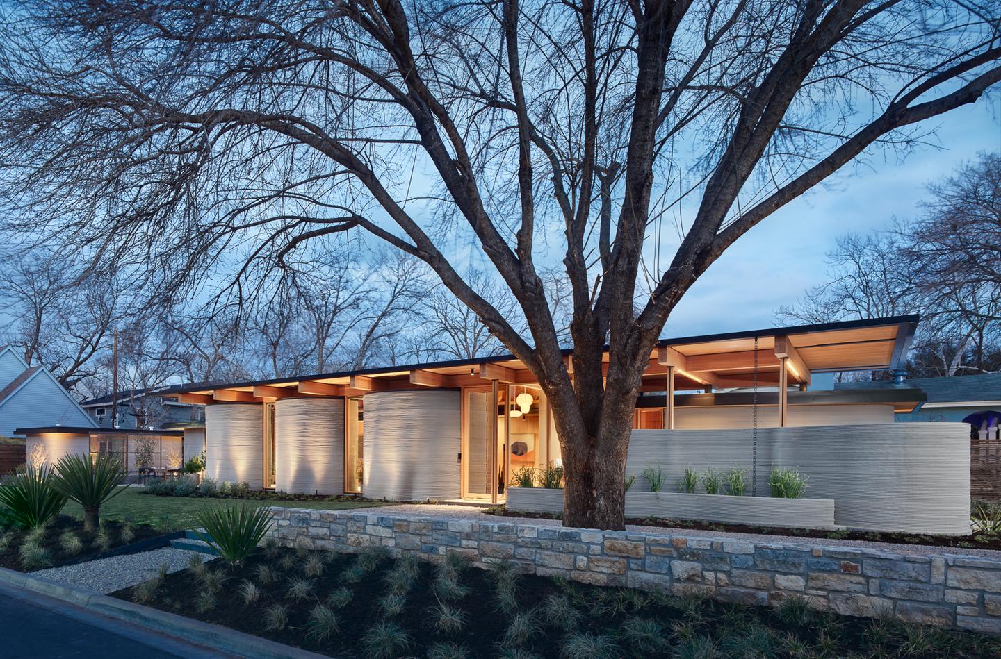 House Zero measures roughly 2,000 sq ft (185 sq m), spread over one floor, plus it includes a smaller adjacent accessory dwelling unit