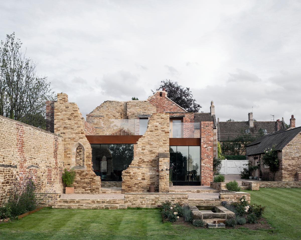 The Parchment Works was designed by Will Gamble Architects and is located in Suffolk. The house extension, which was one of 20 projects to feature in the 2022 RIBA House of the Year longlist, is built into the ruins of a historic parchment factory