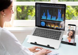 This adjustable notebook stand is perfect for working from home