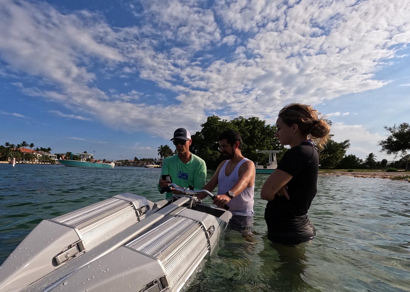 One of the HydroBlade prototypes being sea-tested in southern Florida