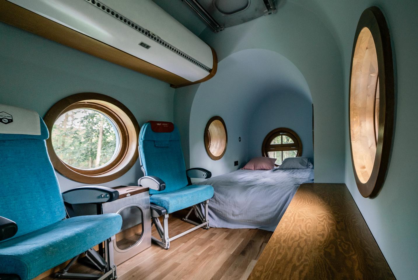 The Jet House includes one bedroom area which contains a double bed