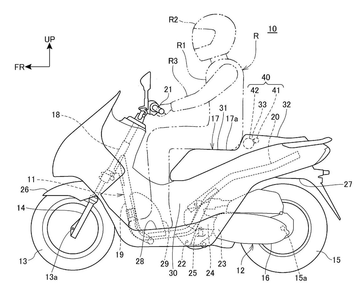A second embodiment would fire from just behind the rider's seat