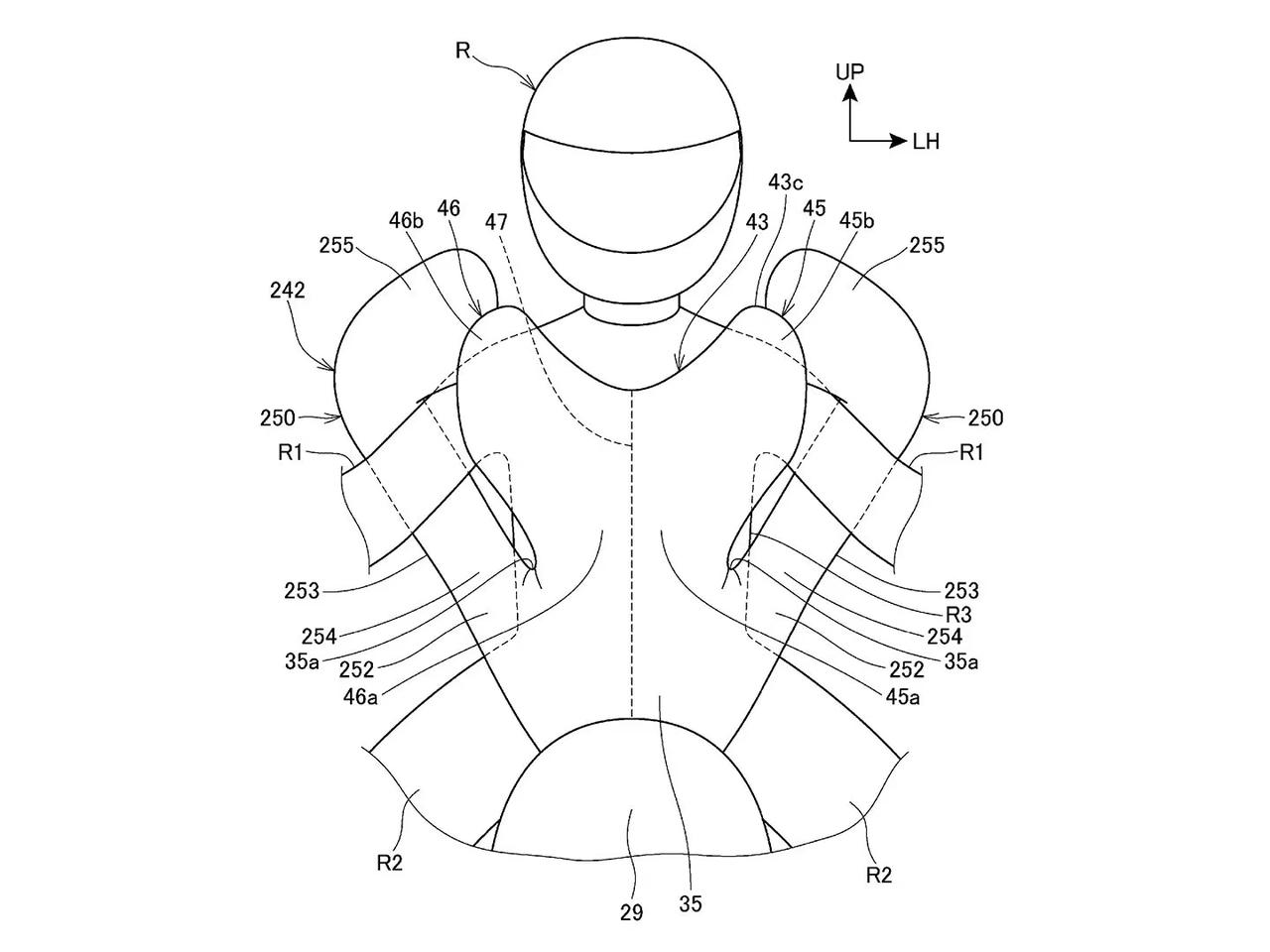 Honda has applied for patents on new bike-mounted airbag systems that inflate to wrap around the rider's torso and cling to it, separating entirely from the bike