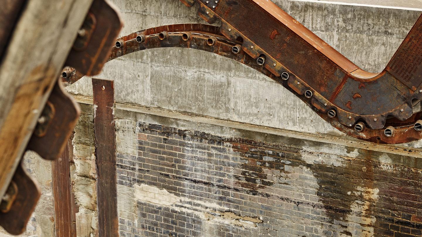 The Cody Dock Rolling Bridge rotates 180 degrees before coming to a stop