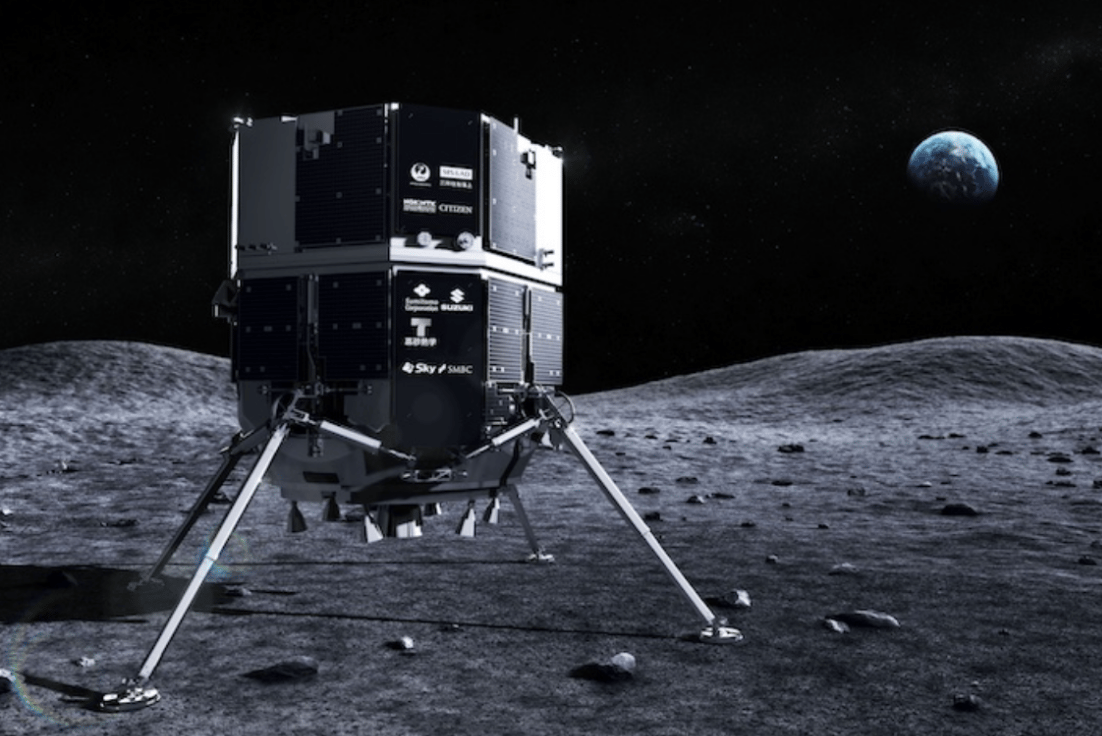 Artist's concept of Hakutro-R on the Moon