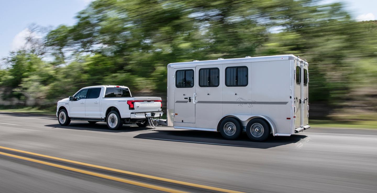 Towing in the Ford F-150 Lightning means losing about two thirds of the truck's range
