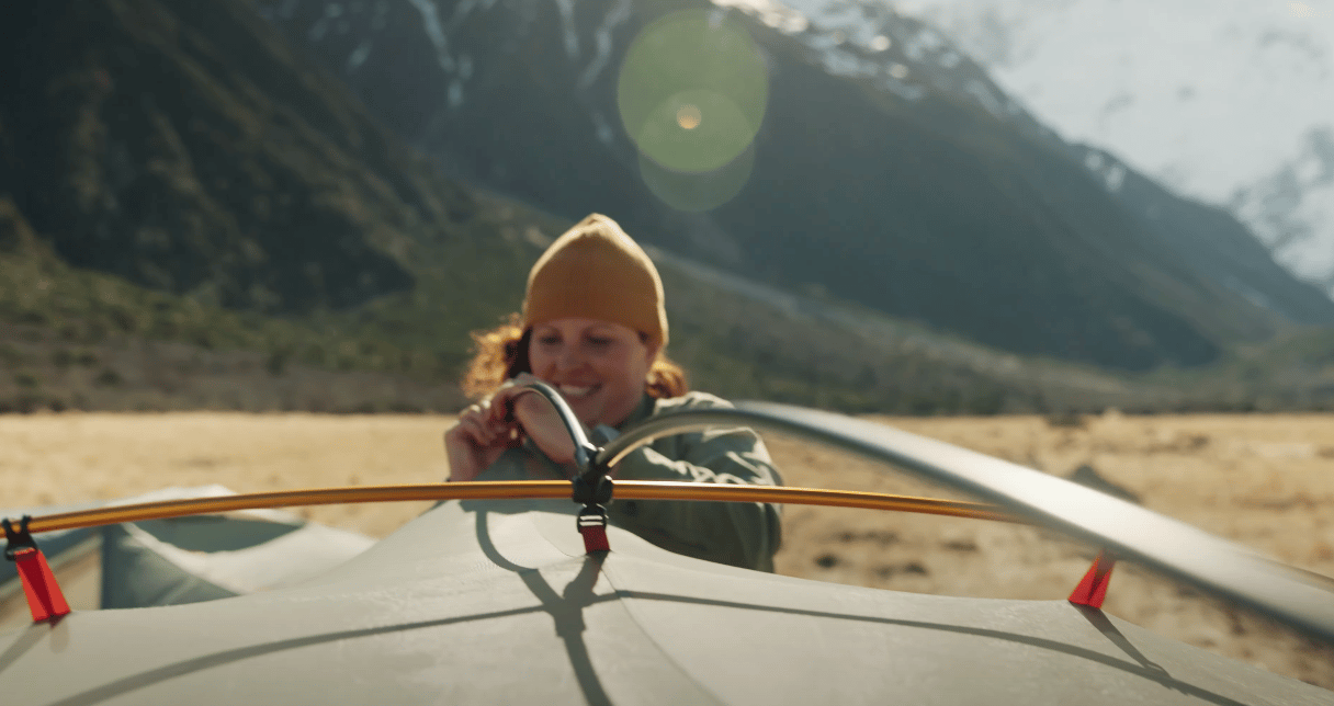 The top Tension Ridge pole lifts the fabric for more interior volume