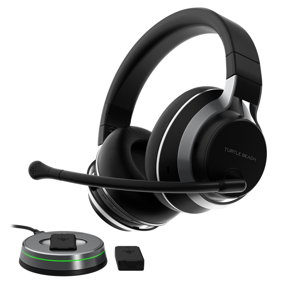 The Stealth Pro wireless headphones are supplied with two 12-hour battery packs, which are recharged atop the low-profile wireless transmitter module