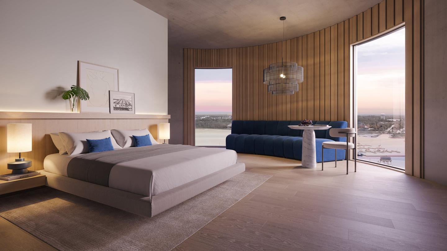 The Collingwood Grain Terminals building will feature hotel rooms in the tubular silo structures