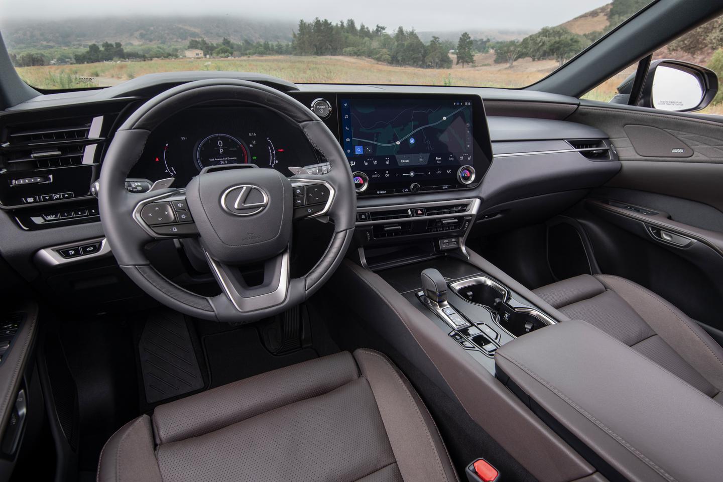 Simple and plush Lexus comfort adorns the interior of the 2023 RX 350h