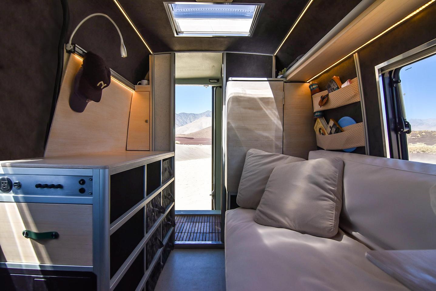 A look at Nook's side-sofa/bed floor plan with rear bathroom