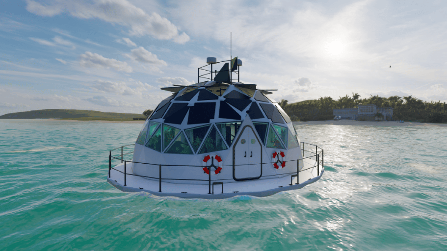 This earlier design is more of a floating dome island