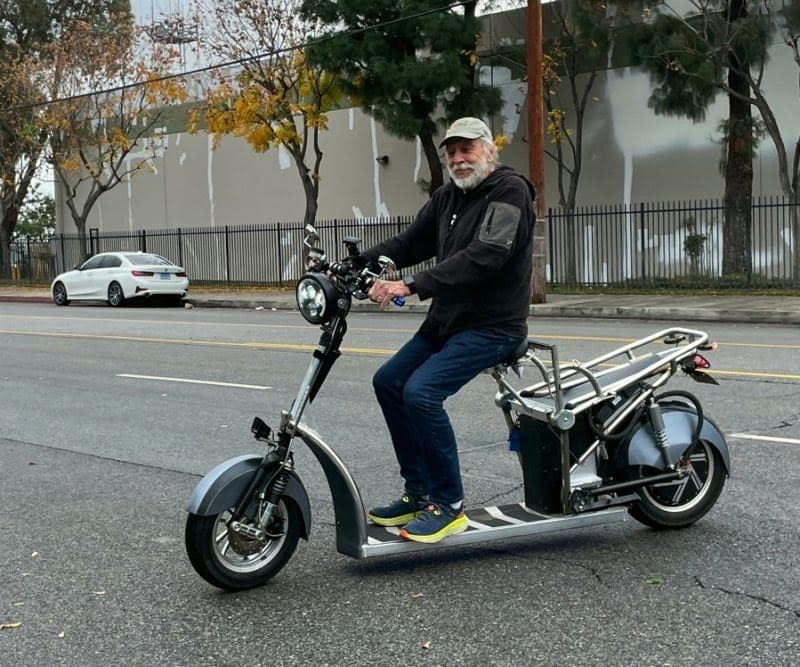 80 year old Atari founder Nolan Bushnell demonstrates a seated riding position
