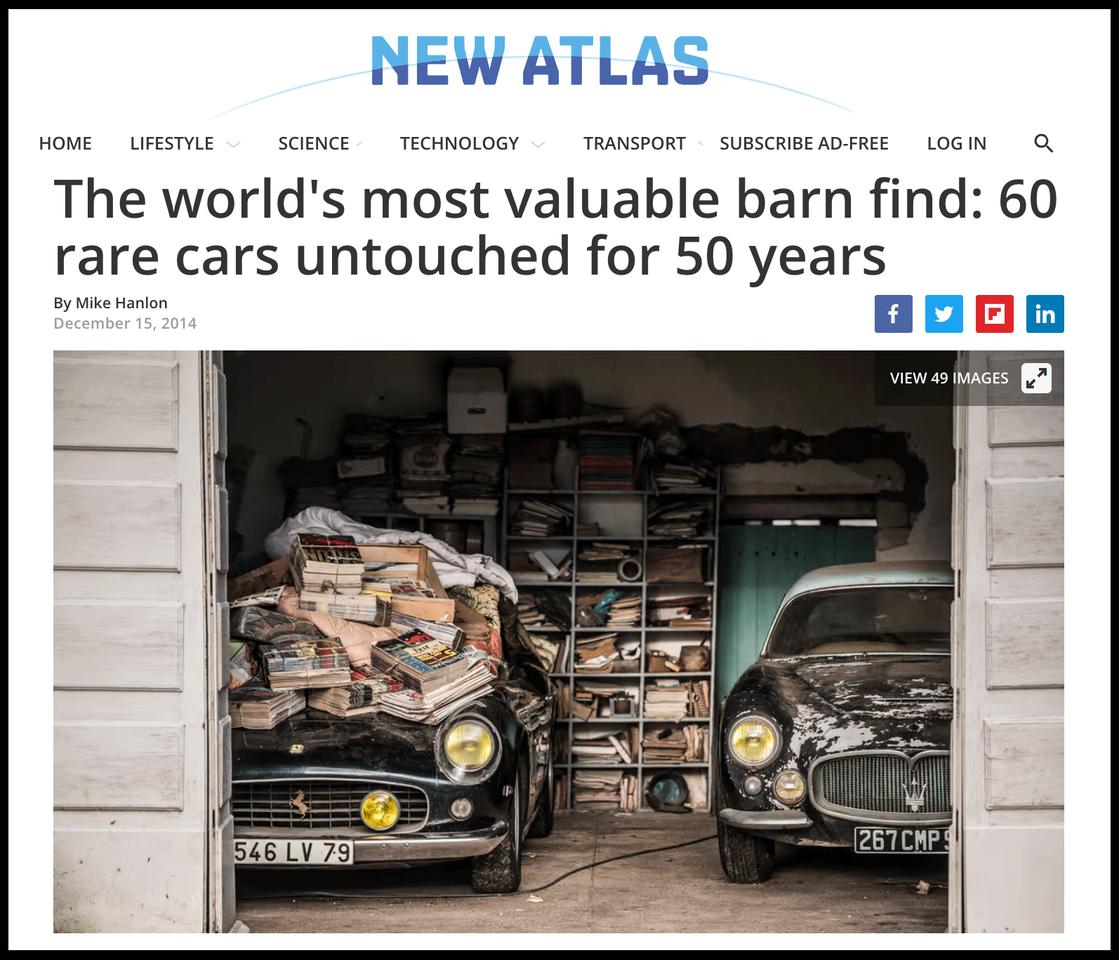 We thought the Baillon Collection of 60 cars was "the barn find of the century" but we could have been wrong. Our original story on the discovery of the collection can be found here.