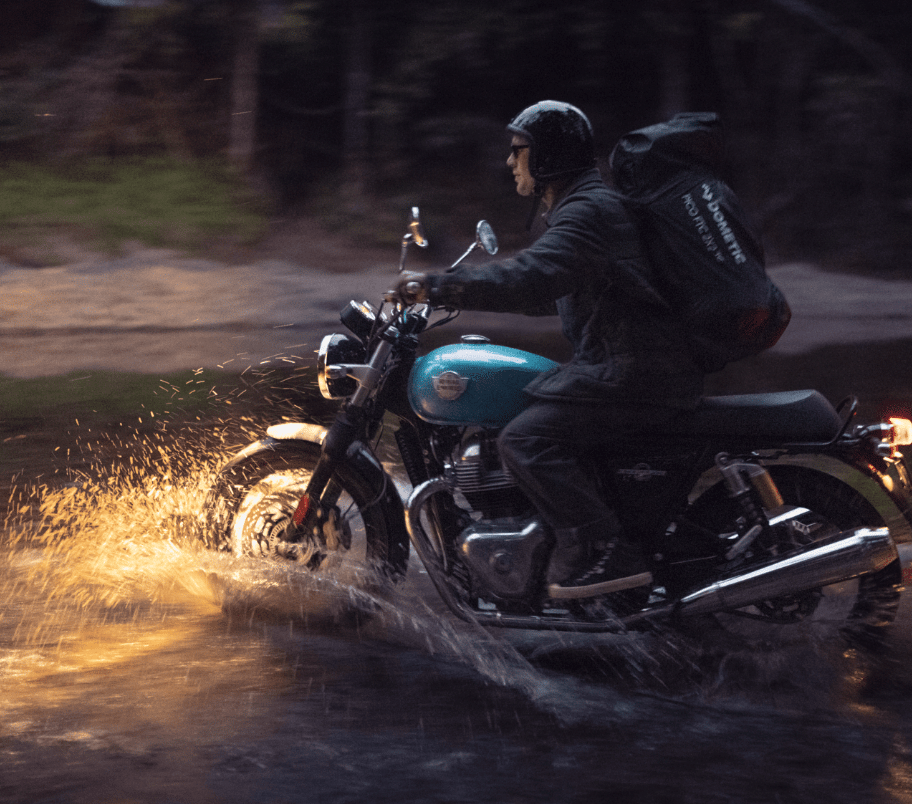 Adventure biking with the Dometic Pico FTC strapped on back