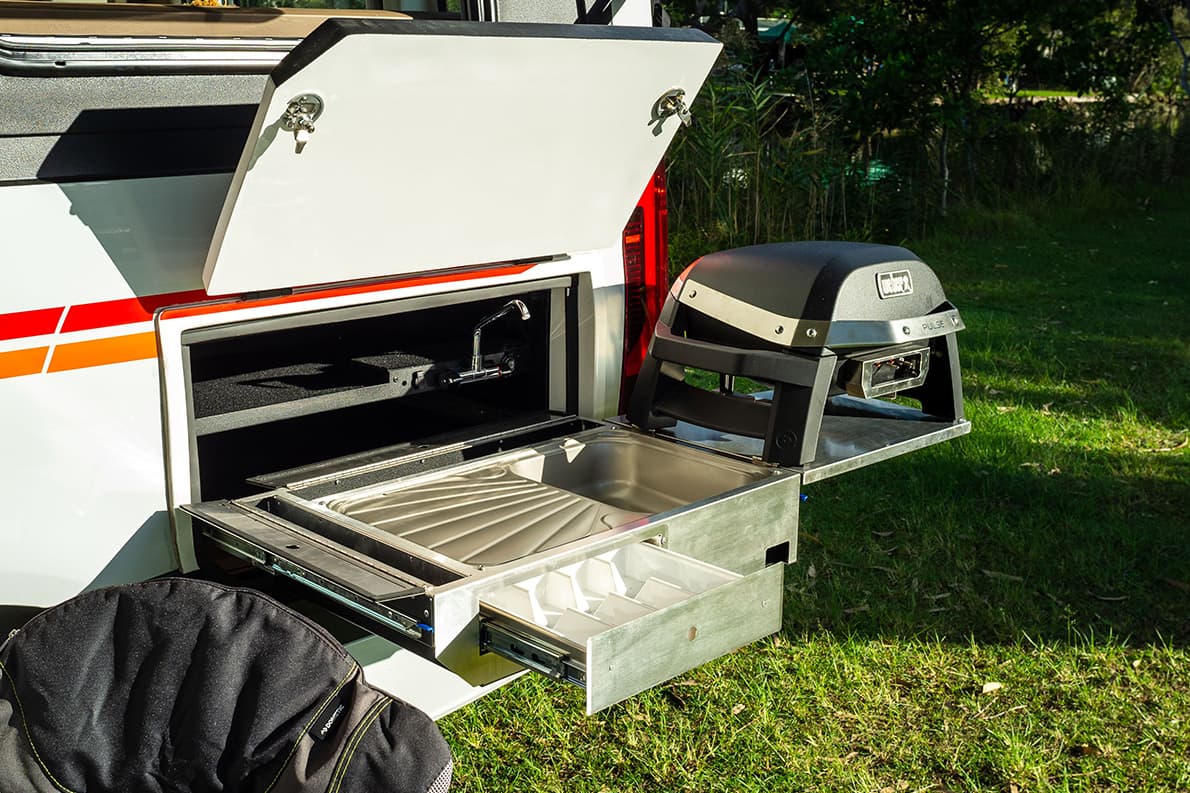 Outdoor galley with available Weber electric grill